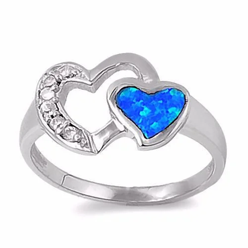 Fine shank ring-Belita: Blue Opal and Russian Ice Diamond CZ Promise Friendship Ring