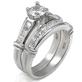 Blocked band ring-Binding Love: 3.3ct Ice on Fire Russian CZ Wedding Ring Set