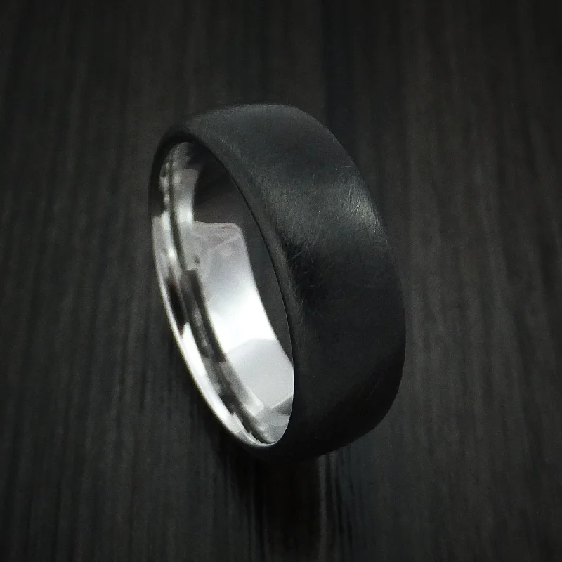 Luminous quartz ring-Black Cobalt Distressed Finished Men's Ring Custom Made Textured Band