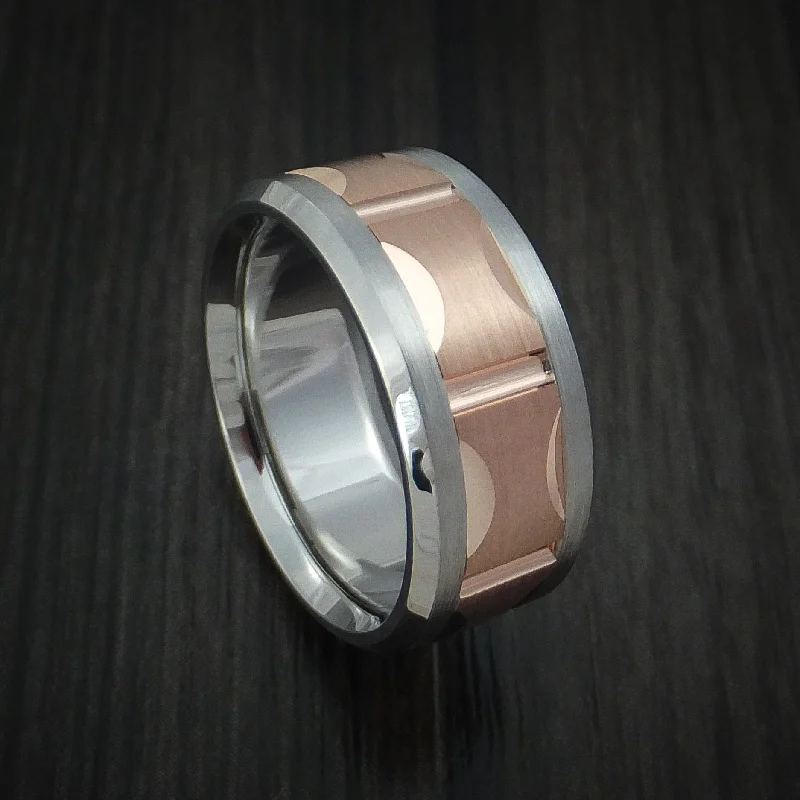 Faceted crystal ring-Cobalt Chrome and 14k Rose Gold Band Custom Made Men's Ring