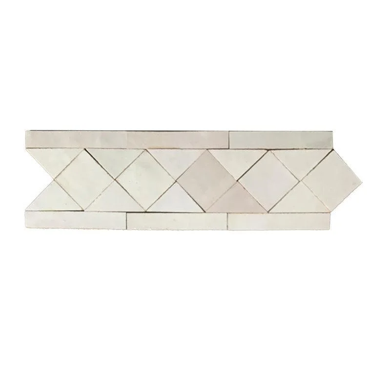 Luminous quartz ring-Contemporary Zellige Border, 12" x 3 3/4" x 1/2", Off-White