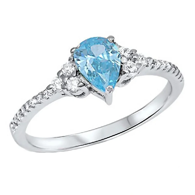 Chipped edge ring-Contessa: 0.9ct Simulated Aquamarine with IOF CZ Accents Silver Promise Ring