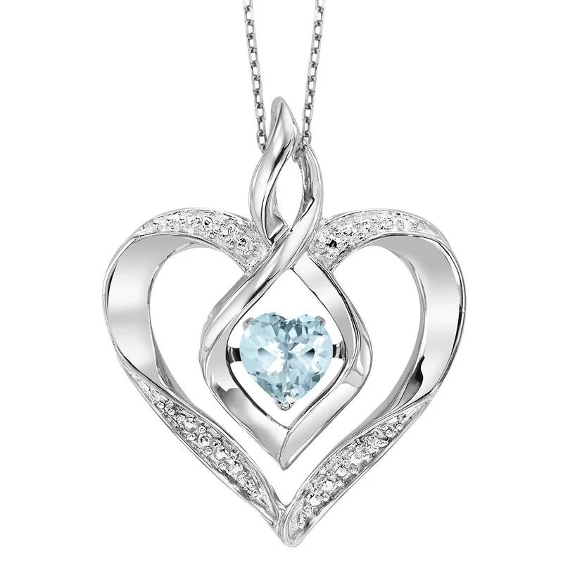 Nested gem necklace-Created Aquamarine Heart Pendant by Rhythm of Love