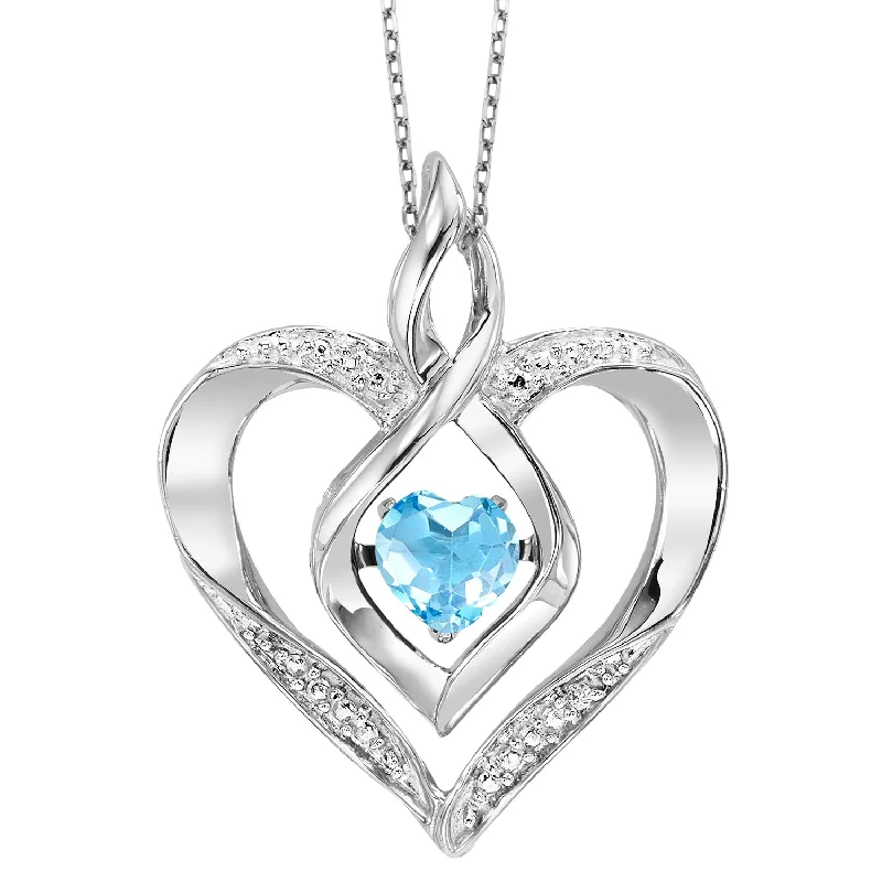 Solid pave necklace-Created Blue Topaz Heart Pendant by Rhythm of Love