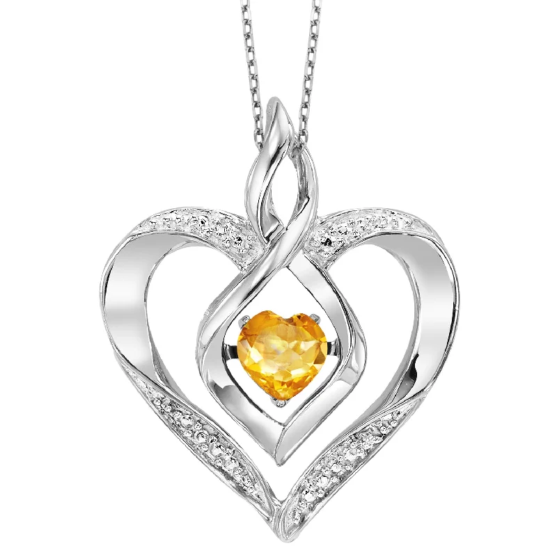 Bent stone necklace-Created Citrine Heart Pendant by Rhythm of Love