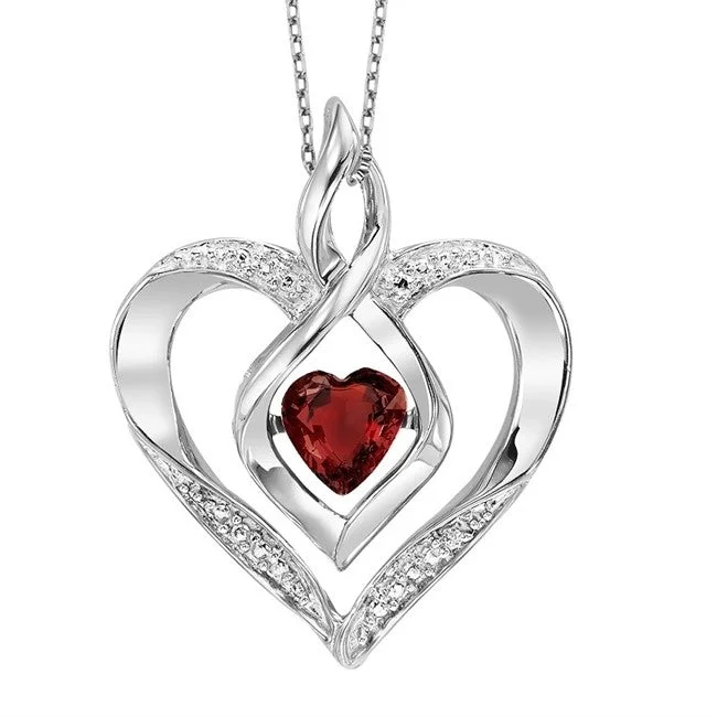 Fin motif necklace-Garnet Heart Pendant by Rhythm of Love