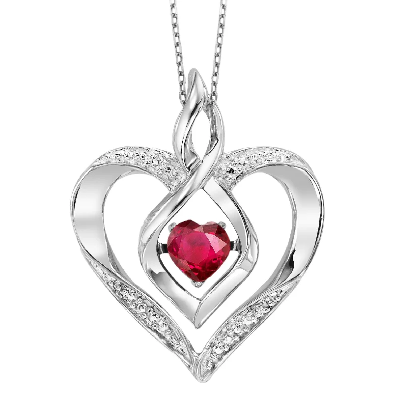 Swept design necklace-Lab-Created Ruby Heart Pendant by Rhythm of Love