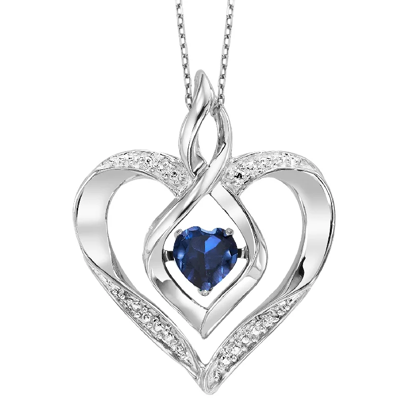 Edgy titanium necklace-Created Sapphire Heart Necklace by Rhythm of Love