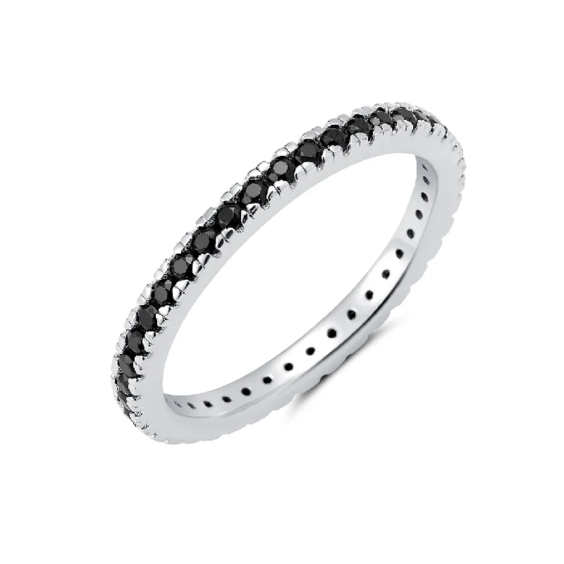 Kite stone ring-Crislu Platinum Plated Sterling Silver and Cubic Zirconia Eternity Band