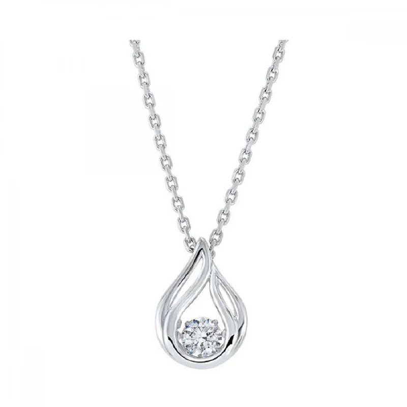 Fine link necklace-Rhythm of Love Cubic Zirconia Teardrop Solitaire Pendant Necklace