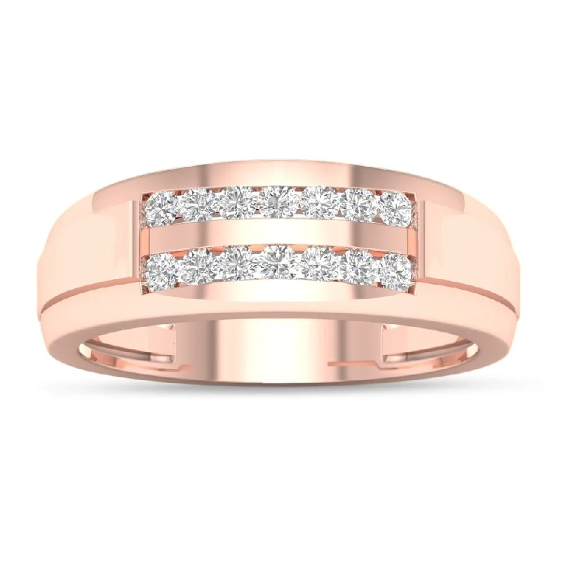 Sleek cobalt ring-De Couer 10k Rose Gold 1/4 ct TDW Diamond Men's Wedding Band