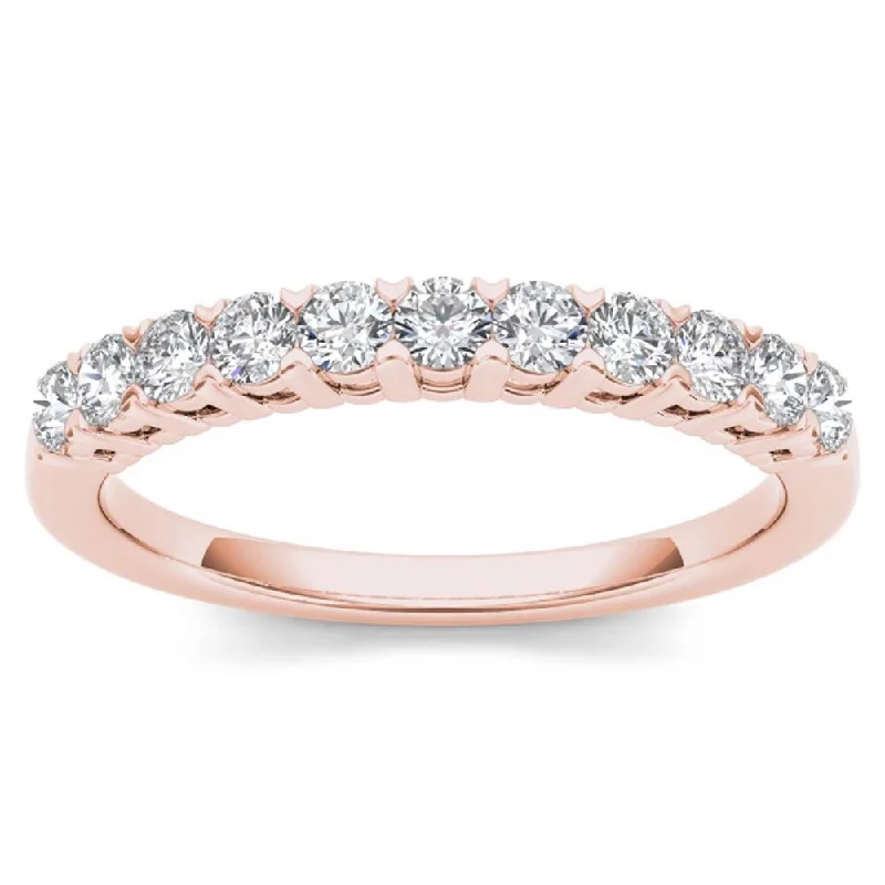 Stellar design ring-De Couer 10k Rose Gold 2/5ct TDW Diamond Women's Wedding Band - Pink