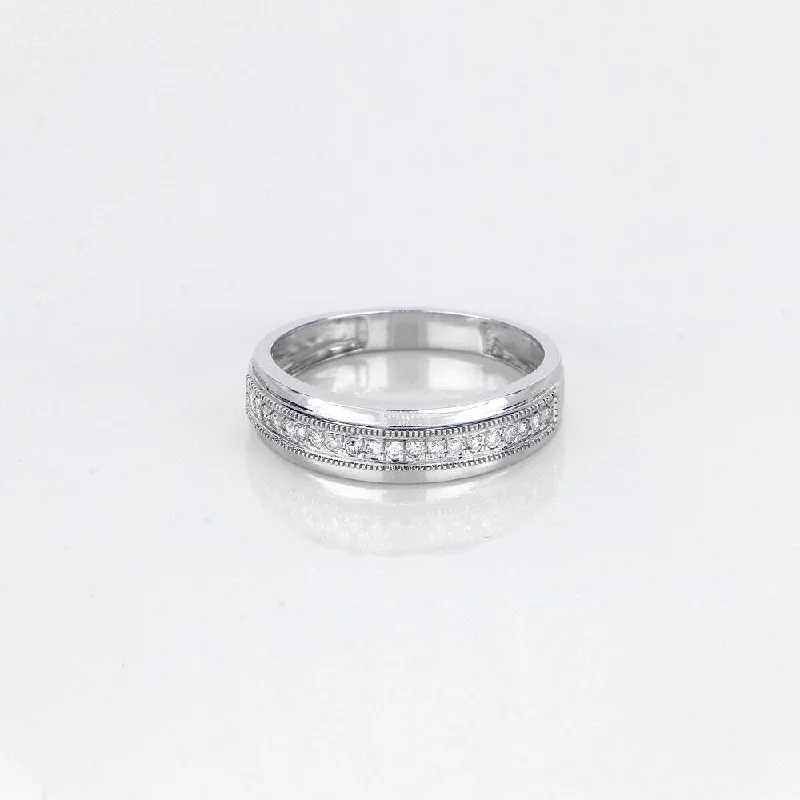 Radiant sun ring-De Couer 10k White Gold 1/4ct TDW Men's Wedding Band