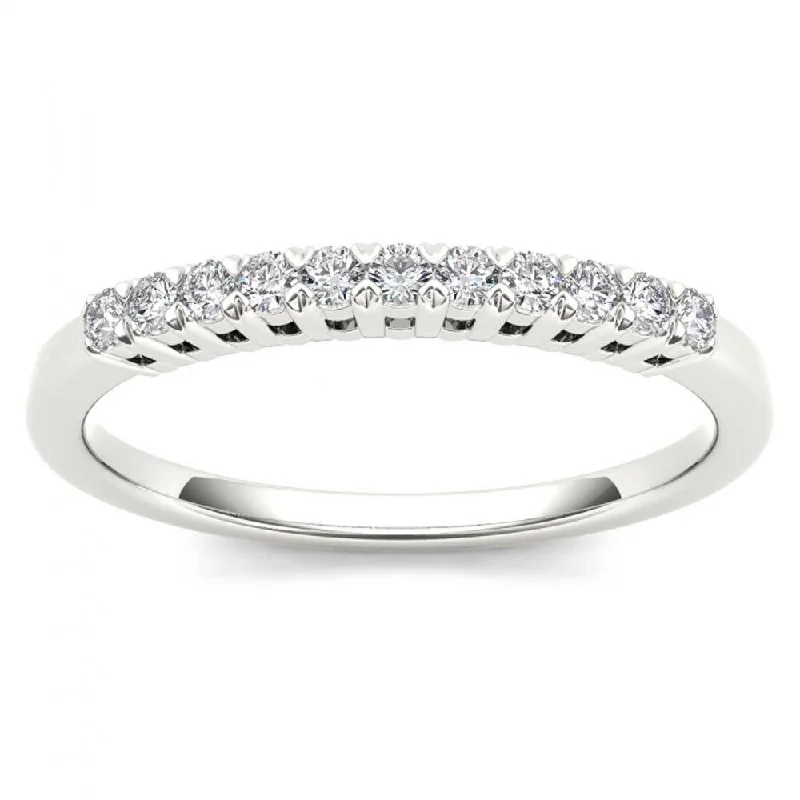 Tarnished gold ring-De Couer 10k White Gold 1/5ct TDW Diamond Women's Wedding Band - White H-I