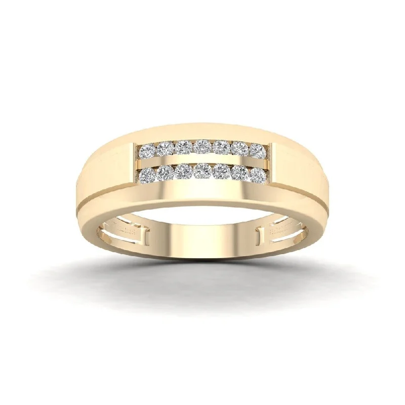 Vibrant diamond ring-De Couer 10k Yellow Gold 1/4 ct TDW Diamond Men's Wedding Band