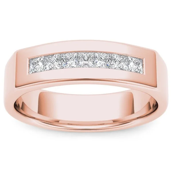 Bright topaz ring-De Couer 14k Rose Gold 1/2ct TDW Diamond Men's Wedding Band - Pink