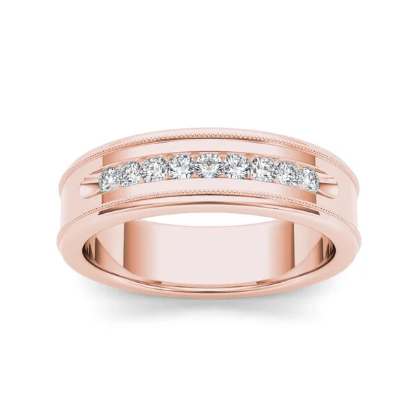 Luminous amethyst ring-De Couer 14k Rose Gold 1/3ct TDW Diamond Men's Wedding Band - Pink