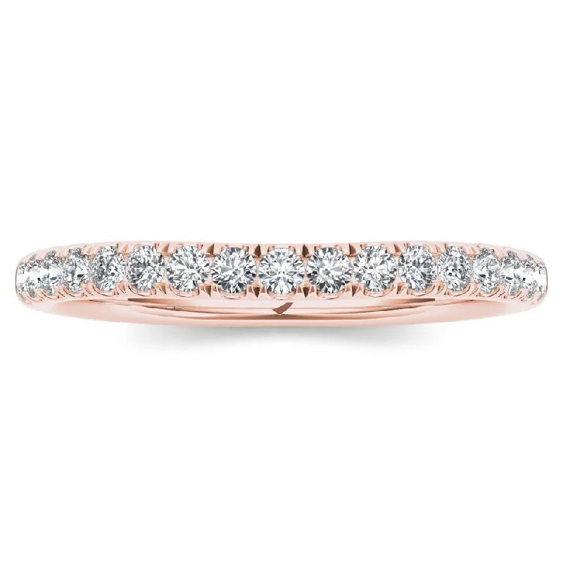 Glimmering crystal ring-De Couer 14k Rose Gold 1/8ct TDW Diamond Women's Wedding Band