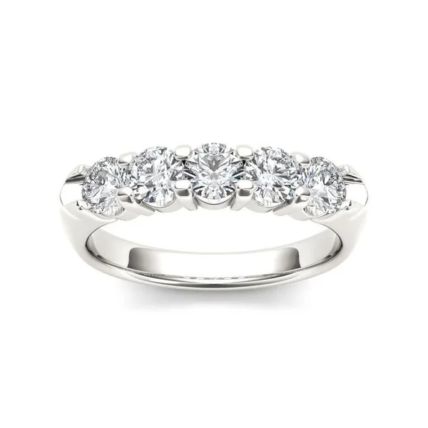 Flowing wave ring-De Couer 14k White Gold 1/2ct TDW Diamond Five-Stone Women's Wedding Band - White H-I