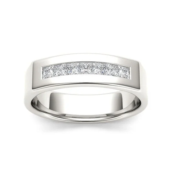 Blocked band ring-De Couer 14k White Gold 1/2ct TDW Diamond Men's Wedding Band