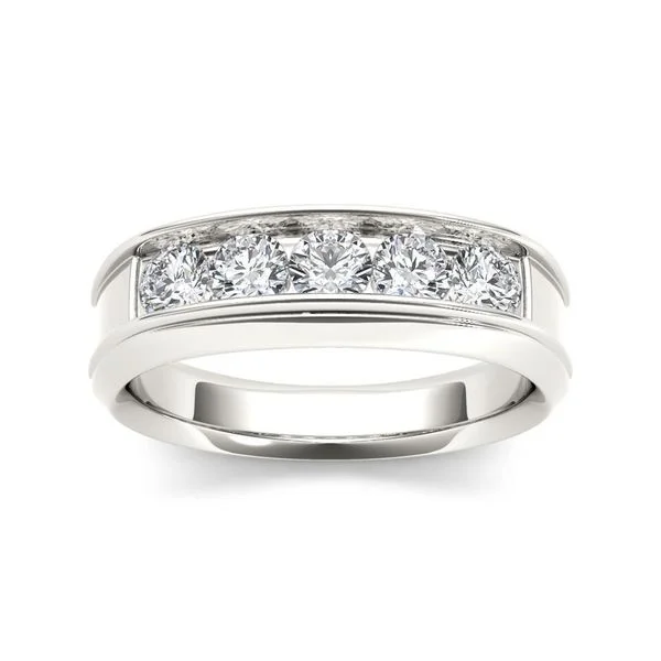 Scored edge ring-De Couer 14k White Gold 1ct TDW Diamond Men's Wedding Band