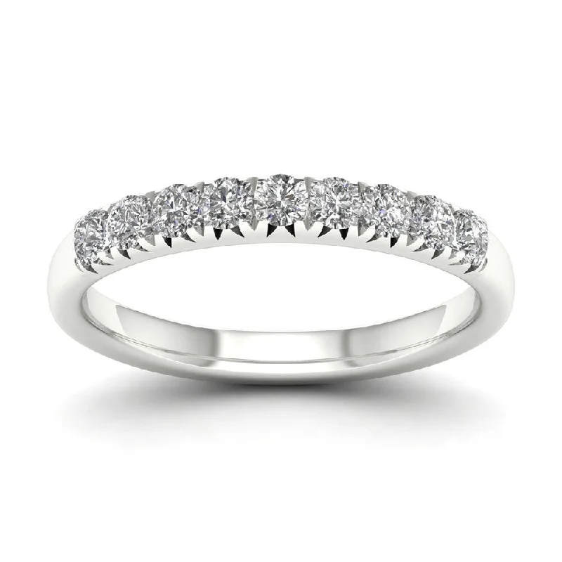 Shining gem ring-De Couer 14k White Gold 2/5ct TDW Diamond Women's Wedding Band - White H-I