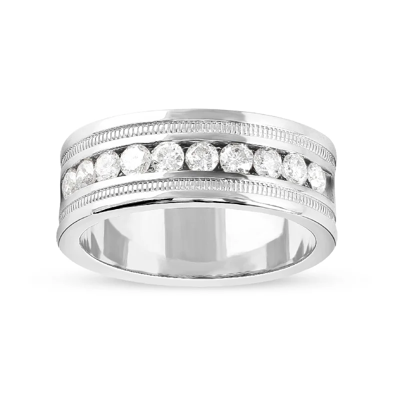 Curled wire ring-De Couer 14k White Gold Men's 1 1/10ct TDW Diamond Wedding Band