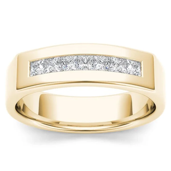 Embossed pattern ring-De Couer 14k Yellow Gold 1/2ct TDW Diamond Men's Wedding Band