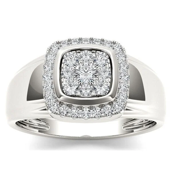 Ridge gem ring-De Couer IGI Certified 10k White Gold 1/2ct TDW Diamond Men's Ring