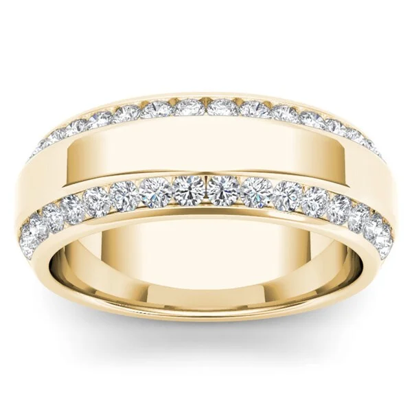 Shimmering silver ring-De Couer IGI Certified 14k Yellow Gold 7/8ct TDW Diamond Men's Exquisite Wedding Band