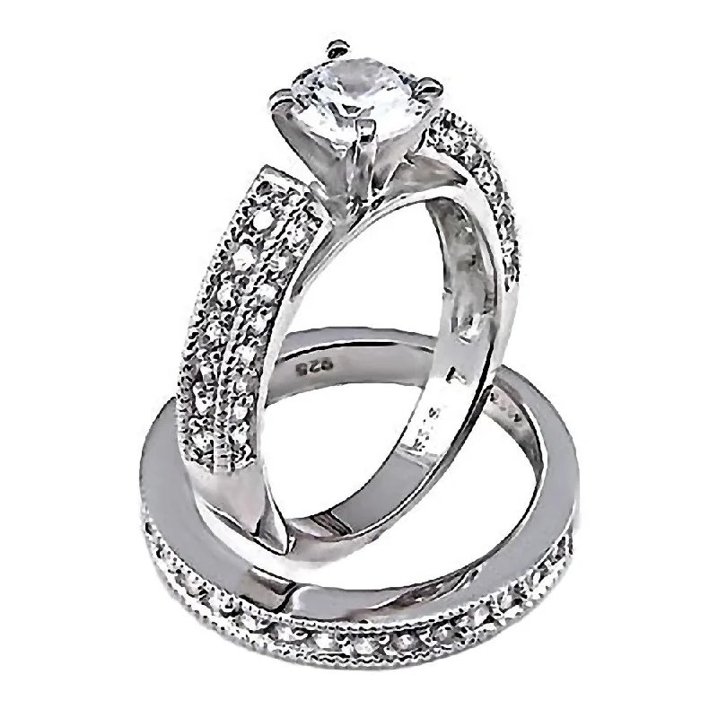 Vivid stone ring-Deanna: 2.4ct Russian Ice on Fire Diamond CZ Bridal Wedding Ring Set