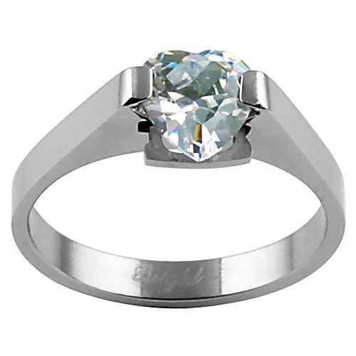 Rustic carved ring-Delphina: 1.25ct Russian Ice Diamond CZ Stainless Steel Promise Ring