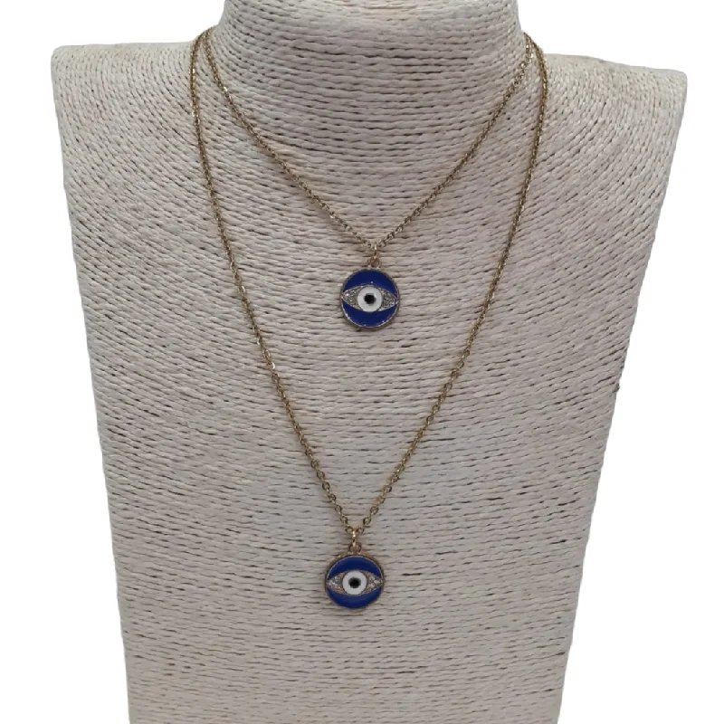 Molten silver necklace-Diamante Blue Evil Eye Necklace