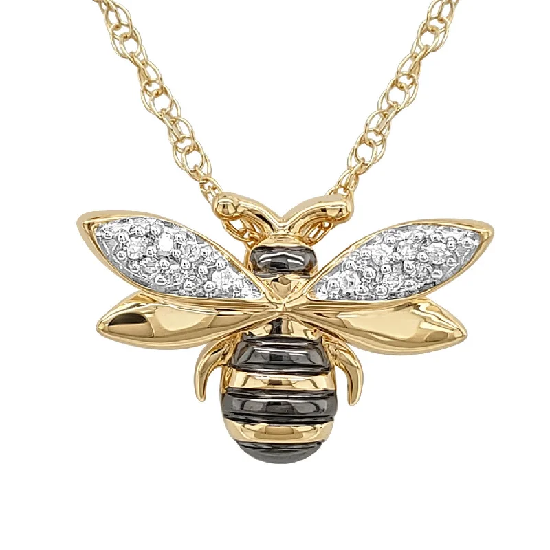 Subtle mesh necklace-Diamond Bee Pendant