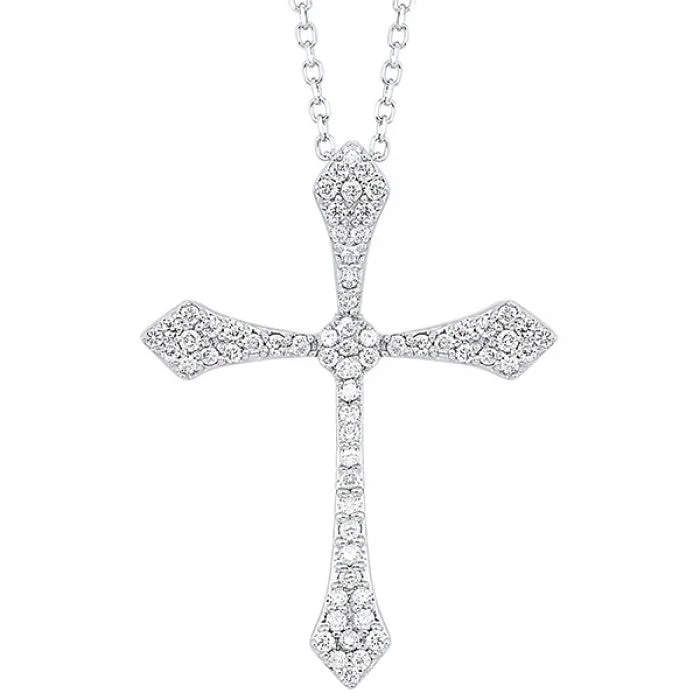 Ripple-wave necklace-Diamond Cross Pendant - 1/20 ctw.