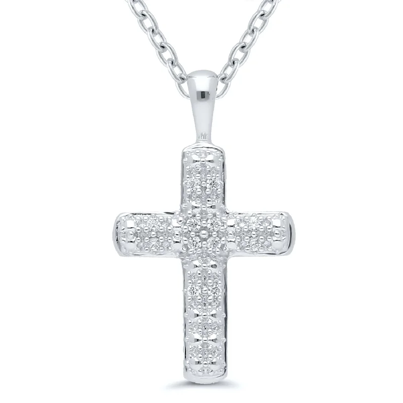 Faded finish necklace-Diamond Cross Pendant in Sterling Silver