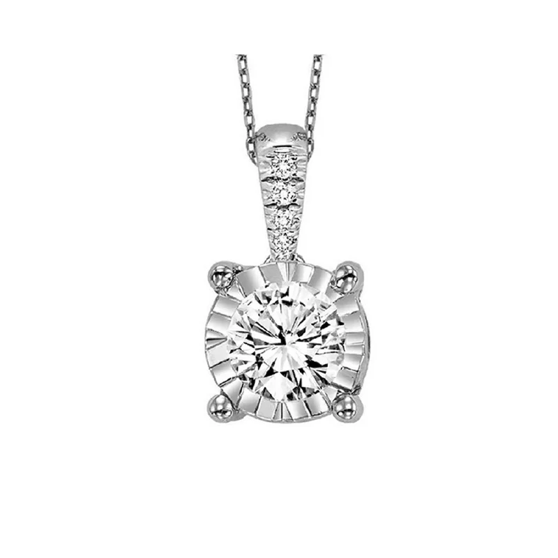 Vivid stone necklace-Diamond Pendant with Reflector Halo - 0.50 ctw.