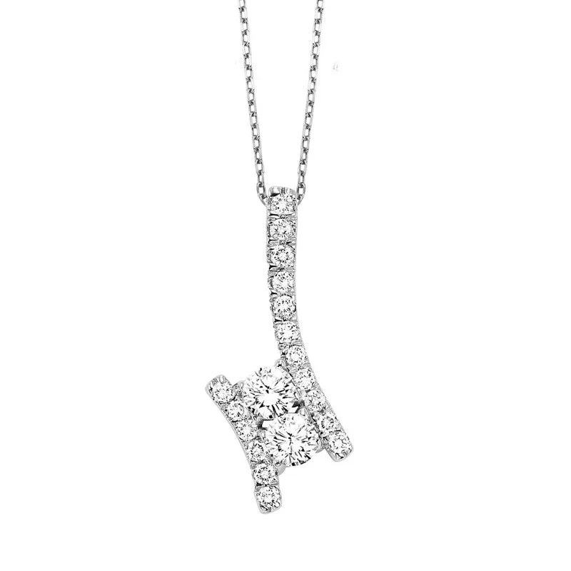 Precision cut necklace-Double Diamond Pendant with Modern Pave - 1/2 twt.