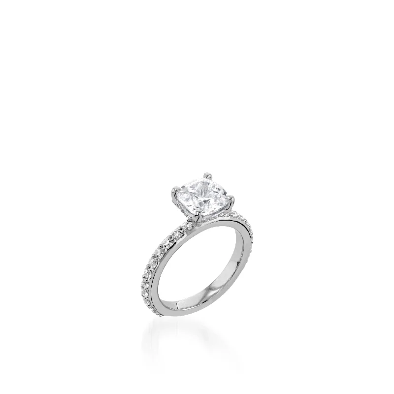 Clean-cut ring-Duchess Cushion White Gold Engagement Ring