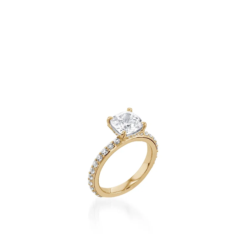 Extended diamond ring-Duchess Cushion Yellow Gold Engagement Ring