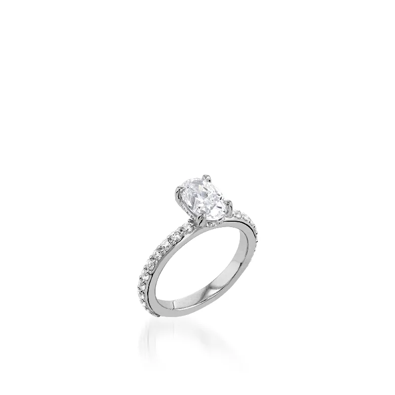 Cut-out ring-Duchess Oval White Gold Engagement Ring