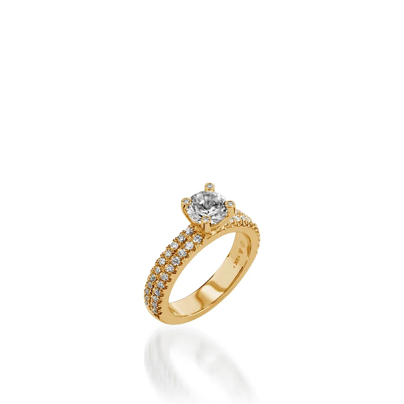 Clean-cut ring-Dynasty Yellow Gold Engagement Ring