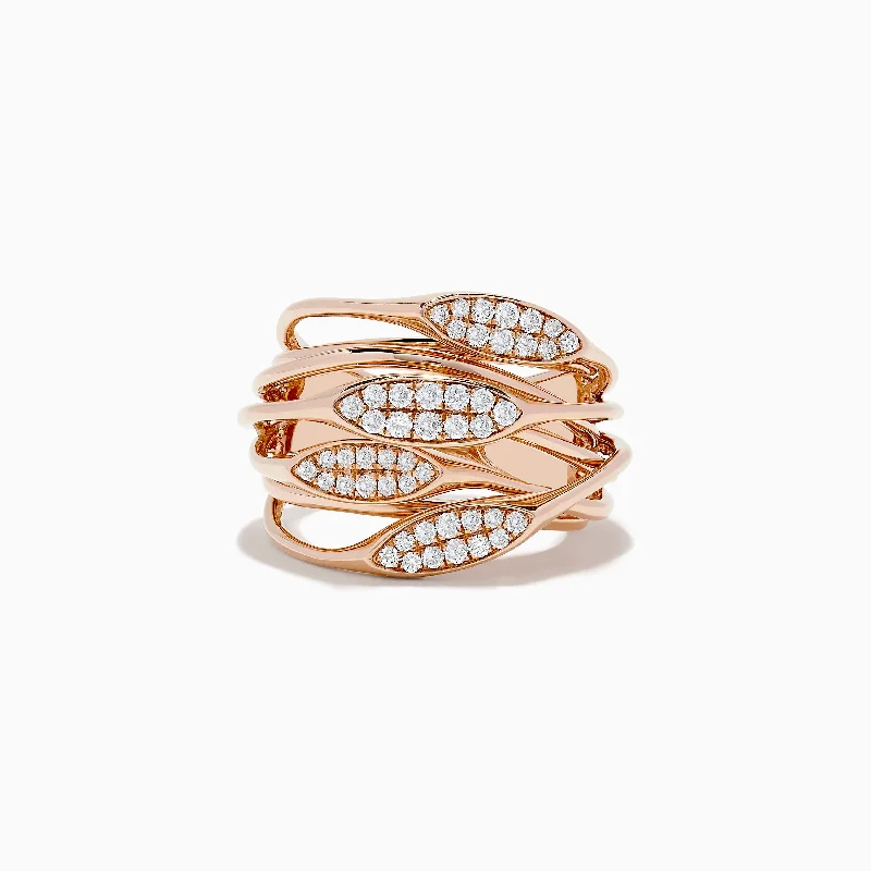 Bold agate ring-14K Rose Gold Diamond Crossover Ring