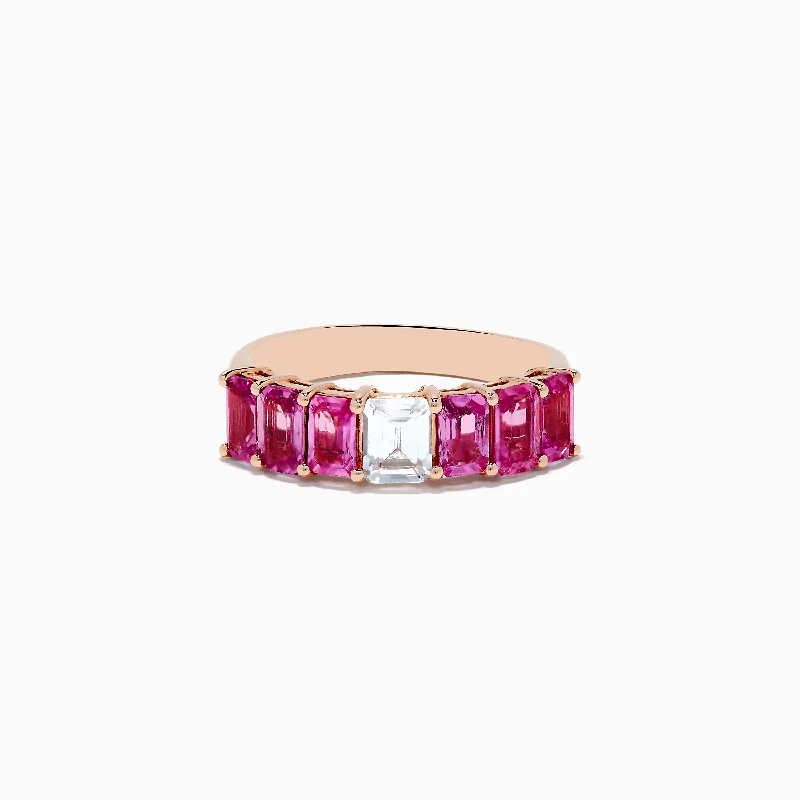 Stacked birthstone ring-14k Rose Gold Pink and White Sapphire Ring