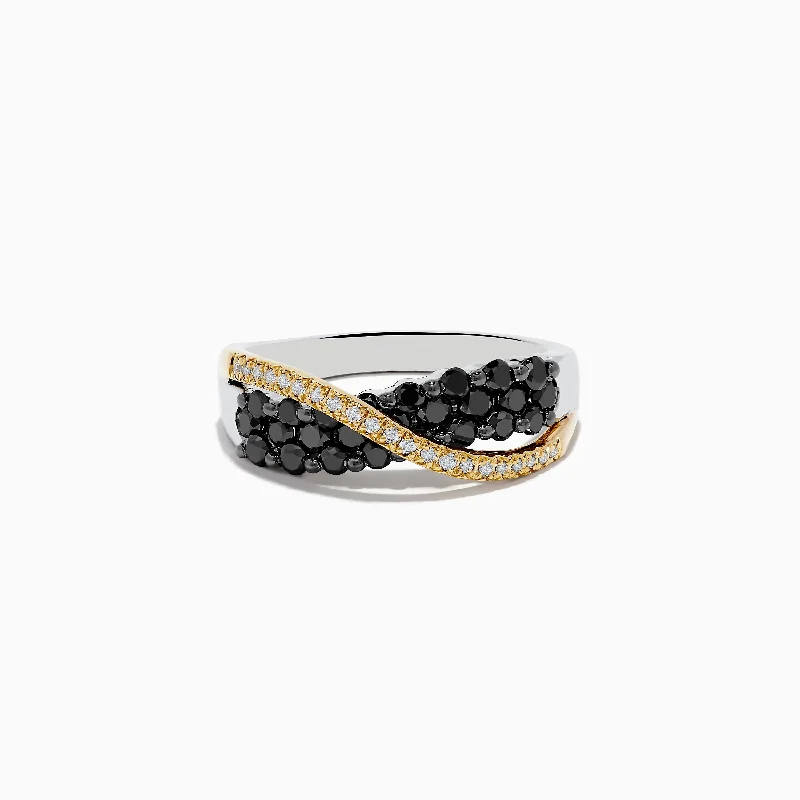 Faint silver ring-14K Two-Tone Gold Black and White Diamond Crossover Ring