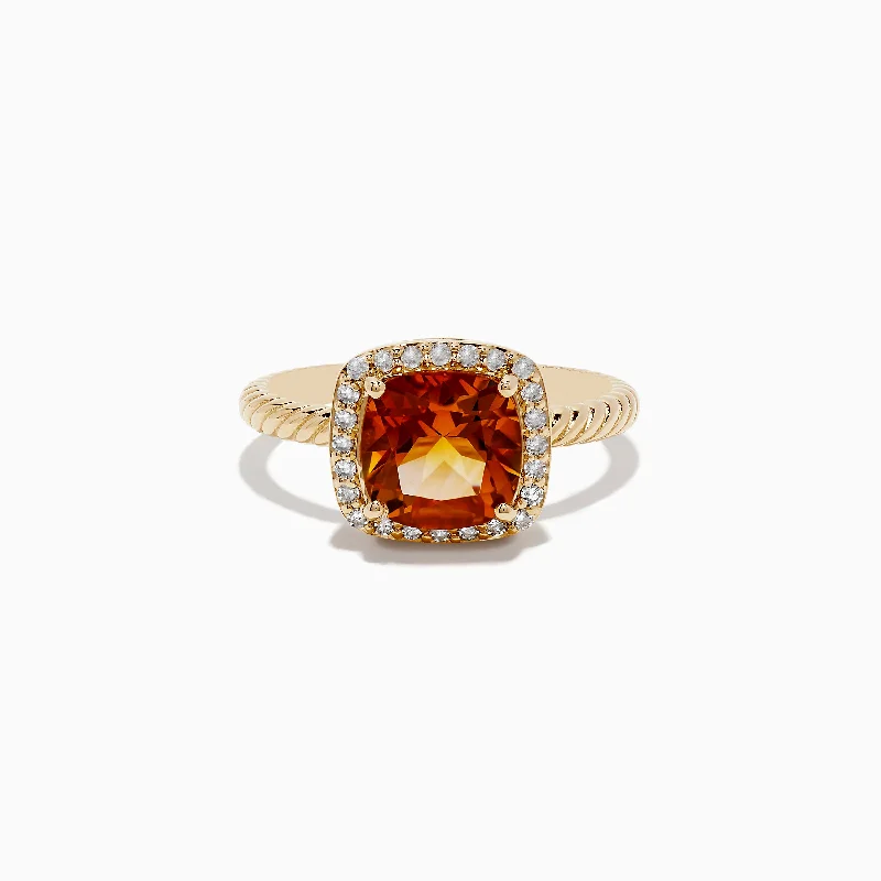 Icy aquamarine ring-14K Yellow Gold Citrine and Diamond Ring