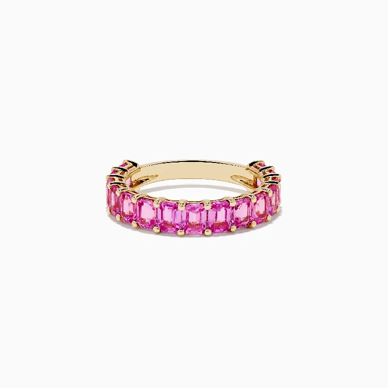 Flush ring-14k Yellow Gold Pink Sapphire Band Ring