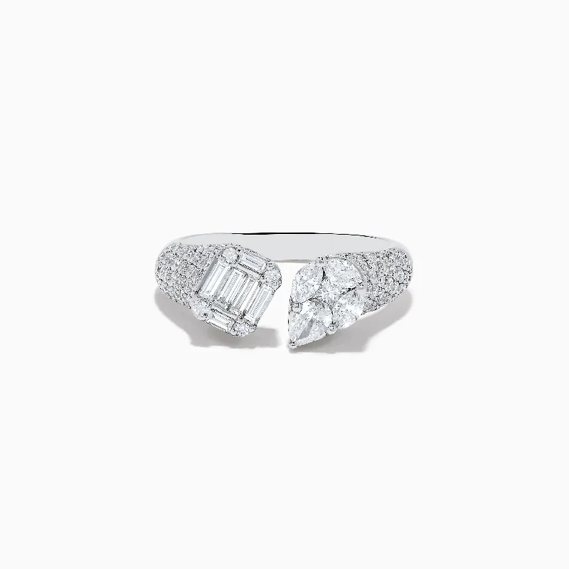 Tarnished gold ring-Pave Classica 14k White Gold Toi Et Moi Diamond Ring 1.49 TCW