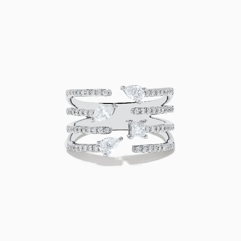 Linked-heart ring-Pave Classica 14k White Gold Open Shank Diamond Ring