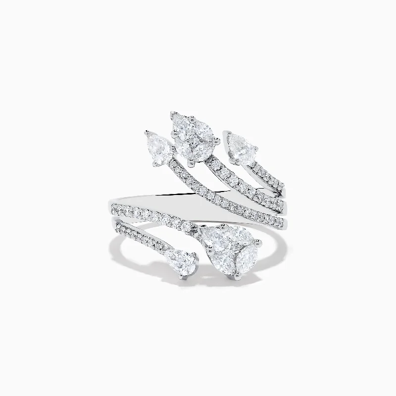 Frilled edge ring-Pave Classica 14k White Gold Open Shank Diamond Ring 1.0 TCW